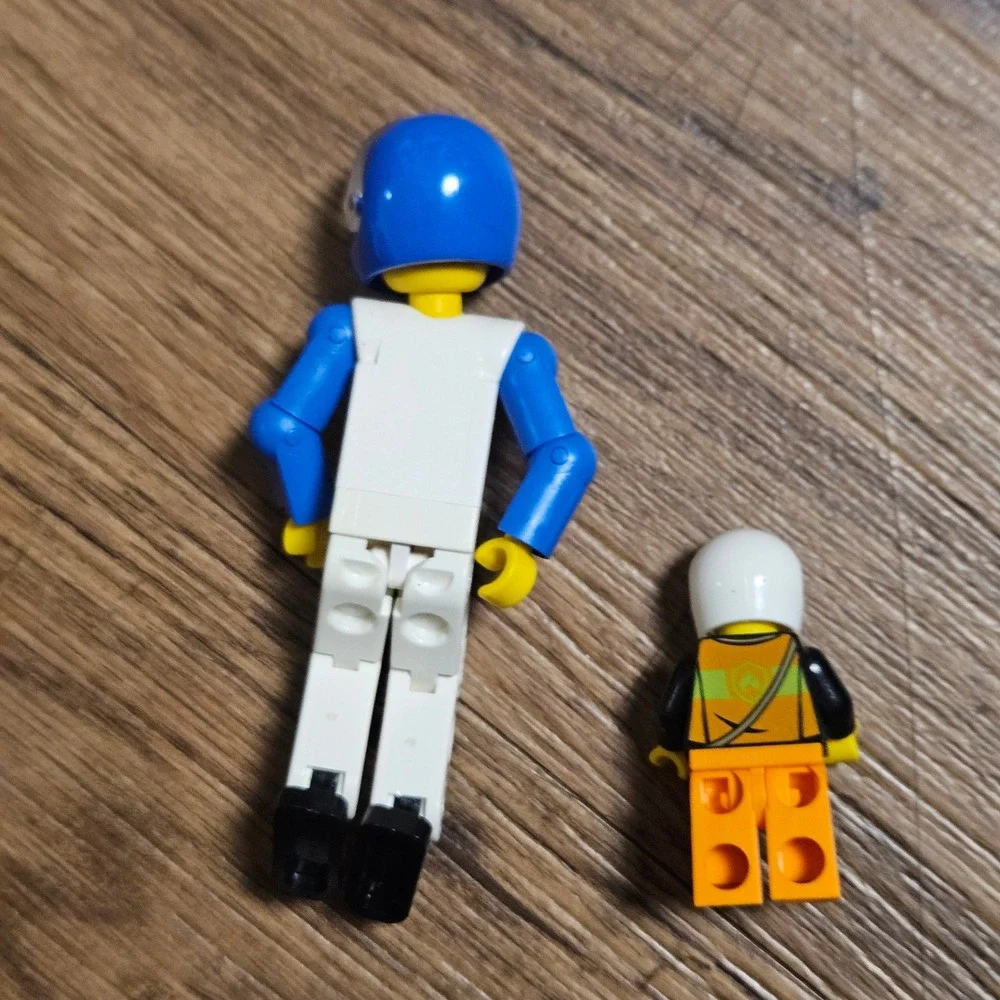 Lot of 3 LEGO Technic Figure Blue White Racer Sportbike Motorcycle Minifigures